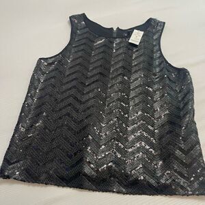 NWT Bebe Uptown Leather And Shine Black Sequin Tank Top Size Medium New